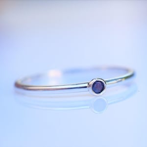 Blue Sapphire Stacking Ring in Sterling Silver, Bezel Stackable Ring Size 7, September Birthstone ring with blue gem, Birthstone Gift