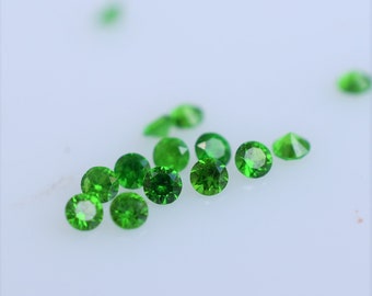 1.3mm round Demantoid Garnet from Russia, Demantoid for Halo, Natural Untreated Green Garnet January Birthstone for Custom, SOLD PER PIECE