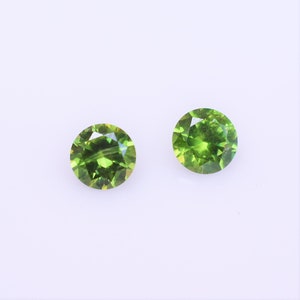 Demantoid Garnet Round Pair, Russian Demantoid with Horsetail Inclusions, 5mm Pair Loose Demantoid, Round Brilliant Cut, January Birthstone