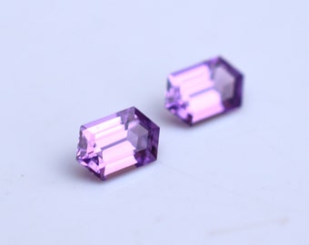 Purple Elongated Sapphire Hexagon Matched Pair, .93 cts, 5.5x3.5mm Madagascan Sapphire Matched Pair, Hexagon Gem Pair, September Birthstone