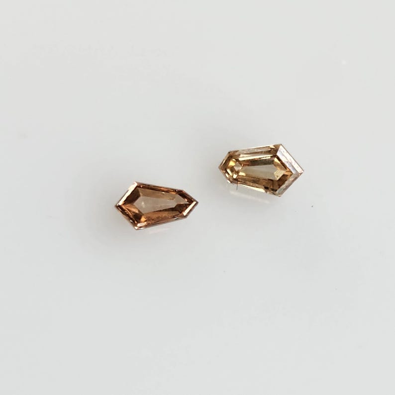 Champagne Diamond Shield Pair: Natural Brown Gemstones, .43 cts, 5x3mm image 2