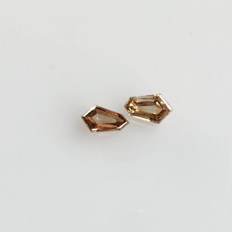 Champagne Diamond Shield Pair: Natural Brown Gemstones, .43 cts, 5x3mm image 6