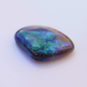 Australian Black Opal Free Form, 1.95 carats 13 x 8.7mm, Blue Green Opal, October Birthstone.