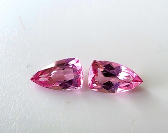 Par de espinélios rosa vietnamitas, espinélio natural em formato de bala, 0,84 ct, 6 x 3,7 mm
