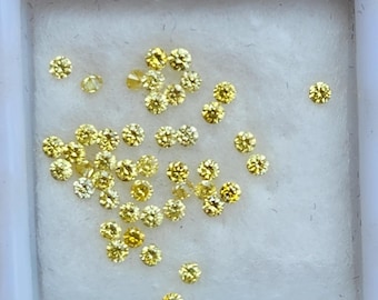 1.5mm Round Brilliant Cut Yellow Diamond: Untreated Fancy Light Yellow Gemstone