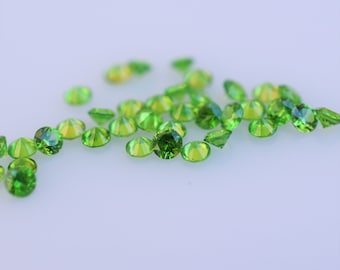 Russian Demantoid Garnet 1.9mm Round Gems, Apple Green Demantoid Garnet from Russia for Custom Project or Halo, January birthstone