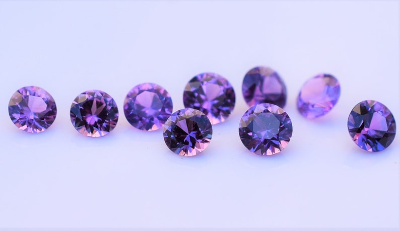 Lavender Purple Sapphire 3mm Round Gems, Madagascan Sapphire Round, Lavender-Purple Sapphire Melee, sold by the piece image 2