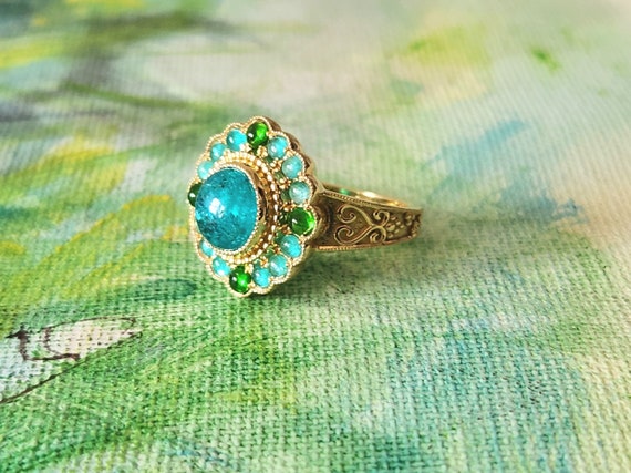 Russian demantoid garnet ring deals