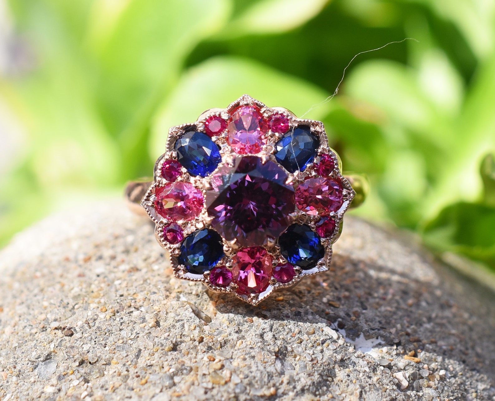 Rose Gold Statement Ring With Color Change Spinel Etsy