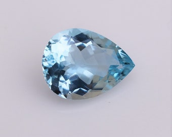 Aquamarine Pear Shape, Madagascar Aquamarine Pear 7.2 carats, 16.25 x 12.38mm Fine Quality Blue Color March Birthstone