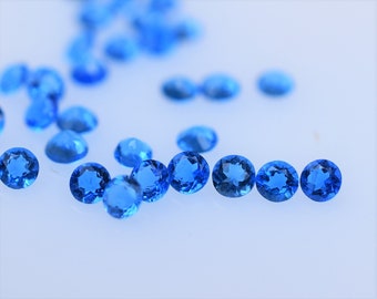 Blue Hauyne 1.4mm Rounds, German Loose Hauyne Melee Gems, Rare Neon Blue Gemstones for Halo, Sold by the Piece