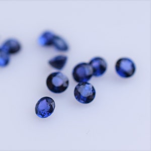 Blue Sapphire 3mm Round Melee, Heated Mixed Origin Sapphire Sold by the Piece, Sapphire for Project, September Birthstone