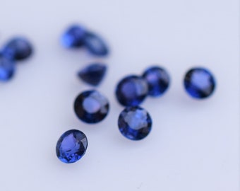Blue Sapphire 3mm Round Melee, Heated Mixed Origin Sapphire Sold by the Piece, Sapphire for Project, September Birthstone