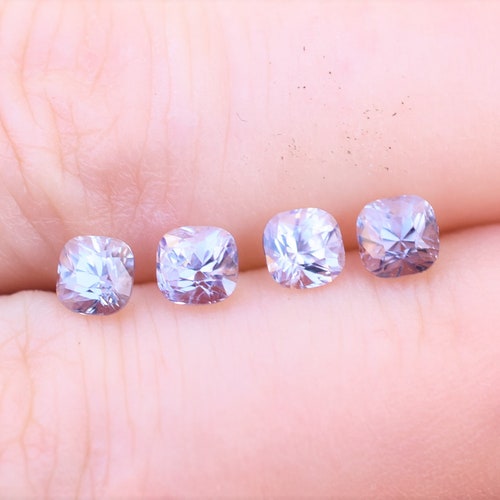 Burmese Silver spinel 4mm, .42 carats each Cushion cut gems, shops sold by the piece but can be matched as pairs, great for earrings, or rings