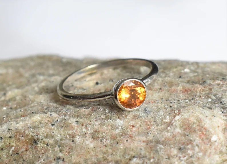 Custom 5mm Round Birthstone Stacking Ring in Gold or Platinum