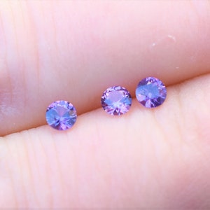 Lavender Purple Sapphire 3mm Round Gems, Madagascan Sapphire Round, Lavender-Purple Sapphire Melee, sold by the piece image 7