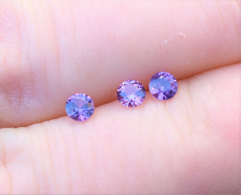 Lavender Purple Sapphire 3mm Round Gems, Madagascan Sapphire Round, Lavender-Purple Sapphire Melee, sold by the piece image 7