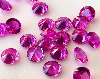 Safira rosa-púrpura redonda de 2,5 mm, natural e extraída da terra, vendida por unidade.