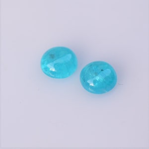 Paraiba Tourmaline Round 6mm Pair from Brazil, AGL Certified for Origin, Glowy Blue Paraiba Tourmaline Cabochon 1.71 Carat Combined Weight