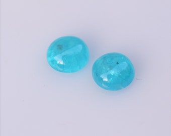 Neon Turquoise Paraiba Tourmaline Cabochon Pair: 1.71 Carat, Brazil (AGL Certified)