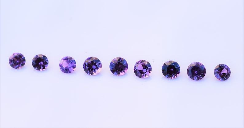 Lavender Purple Sapphire 3mm Round Gems, Madagascan Sapphire Round, Lavender-Purple Sapphire Melee, sold by the piece image 3