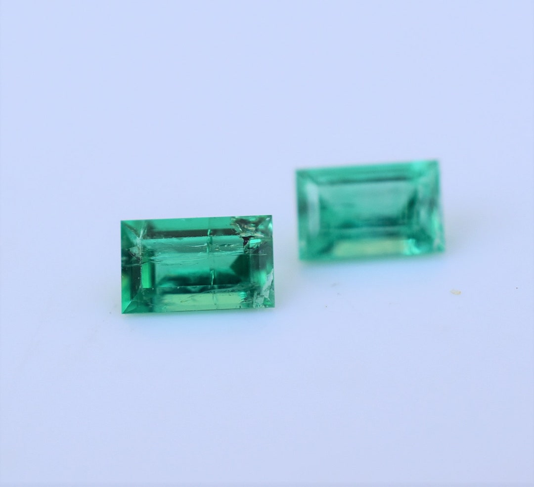 Afghanistan Emerald Matched Pair, Baguette Cut Emerald Pair, Emeralds