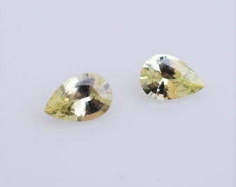 Yellow Sapphire Pear Shape Matched pair for Earrings, .81 carat light yellow sapphire matched pair for earrings 6x4mm, September birthstone