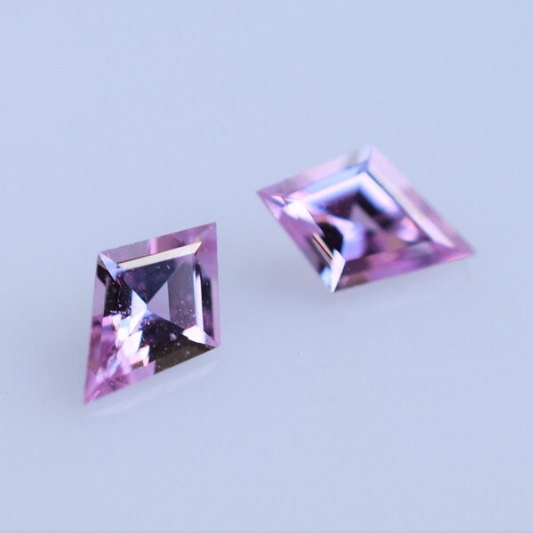 Light Purple Sapphire Kite Cut Matched pair for Earrings, .27 carat lavender pink sapphire 5x3mm, September stone