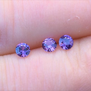 Lavender Purple Sapphire 3mm Round Gems, Madagascan Sapphire Round, Lavender-Purple Sapphire Melee, sold by the piece image 8