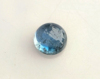 Aquamarine Round Cabochon from Madagascar, Medium Blue Round Aquamarine 6mm, .98 Carat, March Birthstone for Custom Ring or Pendant