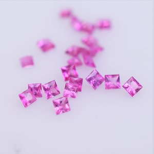2mm Princess Cut African Pink Sapphire Melee, Sapphire for Eternity ring, Bright Square Melee, September Birthstone
