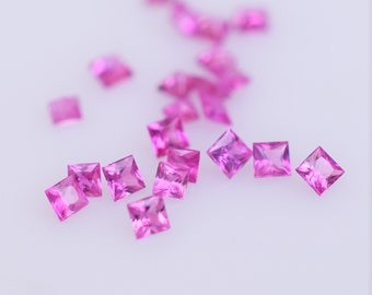 2mm Princess Cut African Pink Sapphire Melee, Sapphire for Eternity ring, Bright Square Melee, September Birthstone