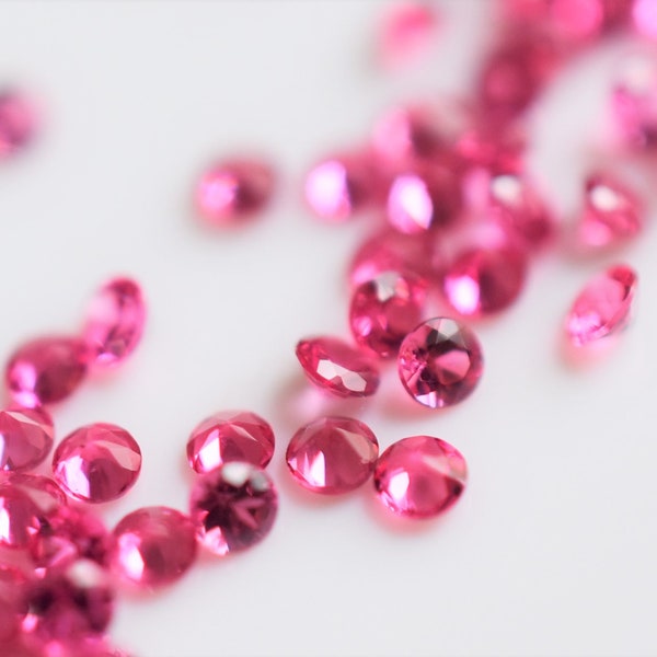 Bright Pink Mahenge Spinel 1.8mm Round Gems, Mahenge Spinel Melee, Great for Eternity Band, Colored Gem Halo, Sold Per Piece