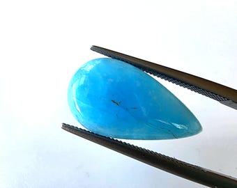 Cabochão em formato de pêra hemimorfita turquesa: pedra preciosa de 8 quilates, 20,12 x 10,96 x 4,16 mm