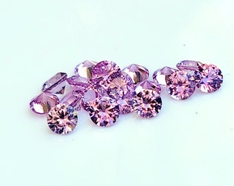 Lavender Pink Sapphire 3mm Round Gems, Madagascan Sapphire Round, Lavender-Purple Sapphire Melee, sold by the piece