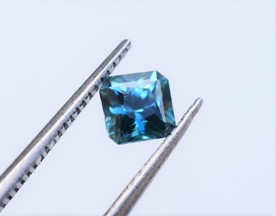Radiant Cut Blue Zircon: .78 Carat Turquoise Gemstone from Cambodia