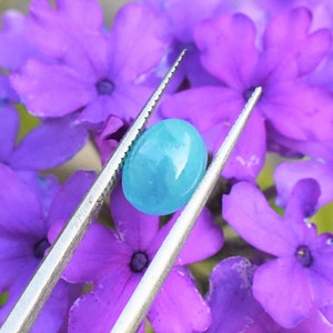 Paraiba Tourmaline Oval Cabochon, AGL Certified Brazilian Paraiba Tourmaline, Unheated Paraiba Tourmaline, Glowy Blue 2.7 Carat Paraiba