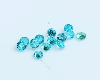 Brazilian Paraiba Tourmaline 1.5mm Melee blue-green color, Sold by the Piece, Copper Bearing Brazilian Tourmaline for Halo or Custom