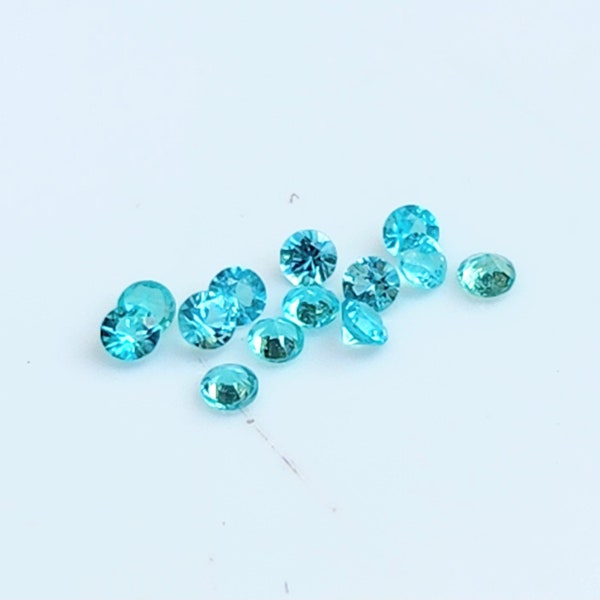 Brazilian Paraiba Tourmaline 1.3mm Melee blue-green color, Sold by the Piece, Copper Bearing Brazilian Tourmaline for Halo or Custom