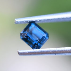 Blue Spinel from Nigeria, Zinc Bearing Gahnite 4.8mm emerald cut, Rare Zinc Spinel, Teal Blue Spinel from Rare Origin