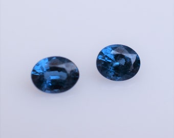 Gahnite Oval Matched Pair from Nigeria, Copper Bearing Gahnite 4x3mm oval, Rare Zinc Spinel from Nigeria, Teal Blue Spinel .43 carat