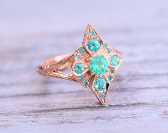 Brazilian Paraiba Tourmaline Ring, 18 Kt Rose Gold Brazilian paraiba Ring, Neon Paraiba Showstopper Engagement Ring, Top Quality Gems