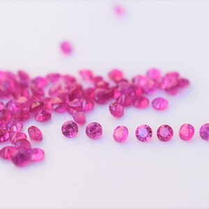 Pietre rotonde di zaffiro rosa birmano sfuse di alta qualità, alone di zaffiro rosa riscaldato da 1,6 mm, progetto personalizzato per fascia dell&#39;eternità, vendute singolarmente.
