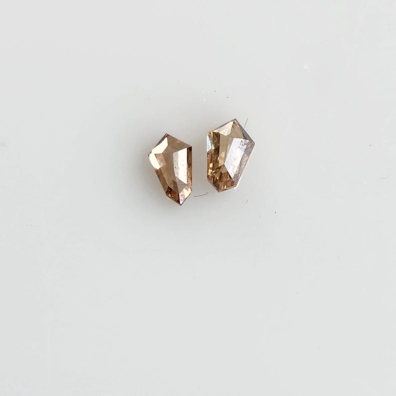 Champagne Diamond Shield Pair: Natural Brown Gemstones, .43 cts, 5x3mm image 5