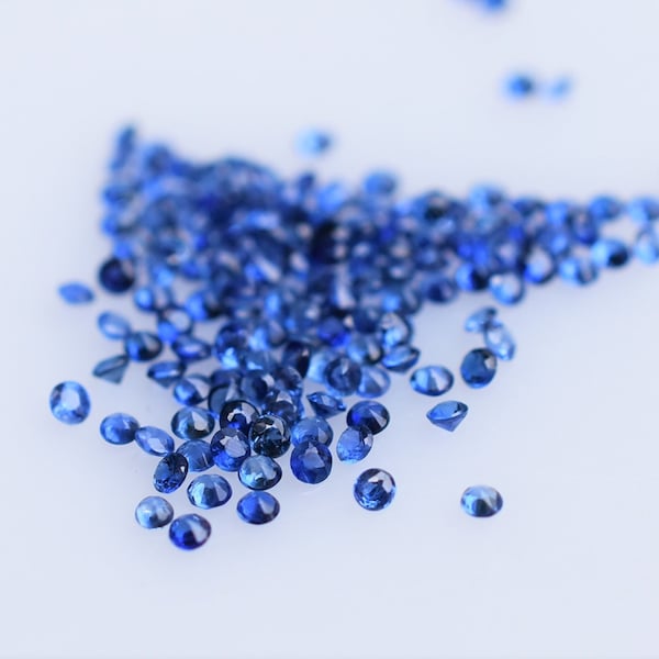 Blue Sapphire 1mm Round Melee, Heated Ceylon Sapphire. For jewelry projects, September Birthstone, Dark Blue Sapphire. SOLD PER PIECE