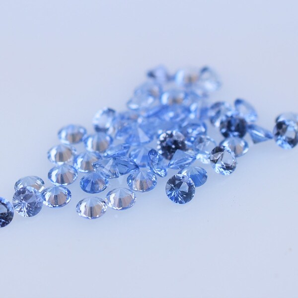 Light Blue Sapphire 2mm Round, blue sapphires melee sold per piece, heated sapphires .05 average weight, September birthstones