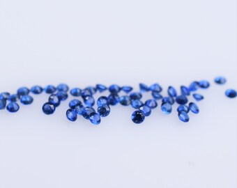 Blue Sapphire 1.3mm Round Melee, Heated Ceylon Sapphire. For jewelry projects, September Birthstone, Dark Blue Sapphire. SOLD PER PIECE