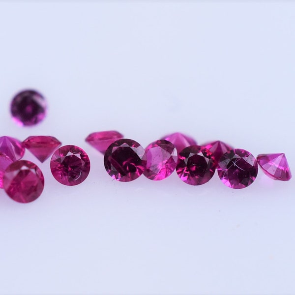 Loose Pink Burma Ruby Rounds, 1.8mm Quality Rubies from Burma, Heated Ruby Melee for Halo, Eternity band, Loose Ruby Gems. Sold by the Piece