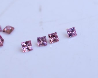 2mm Princess Cut African Baby Pink Sapphire Melee, Sapphire for Eternity ring, Bright Square Melee, September Birthstone