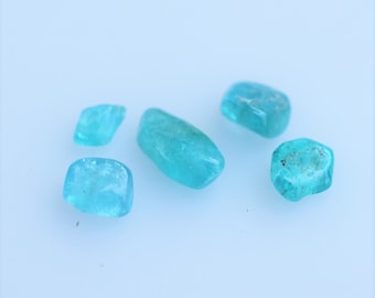Paraiba Beads, Tumbled paraiba, Drilled paraiba, Brazilian Paraiba, Copper Bearing Paraiba, Set of 5 paraiba beads, 3-7mm, price for the lot